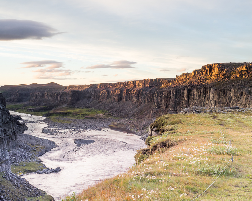 Sunset downstream from Dettifoss, Jökulsárgljúfur National Park, North East Region